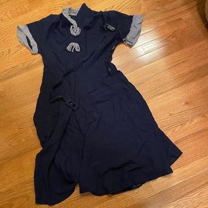 1950s AS-IS NAVY CURVY DRESS TRUE VINTAGE